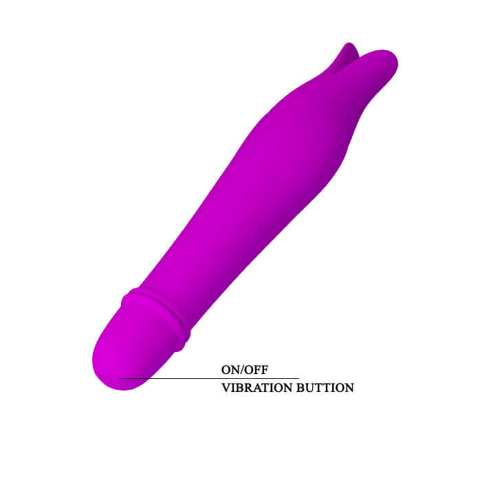 Pretty Love Jeffery purple silicone G-spot vibrator with floral design, featuring 10 functions and vibration button.
