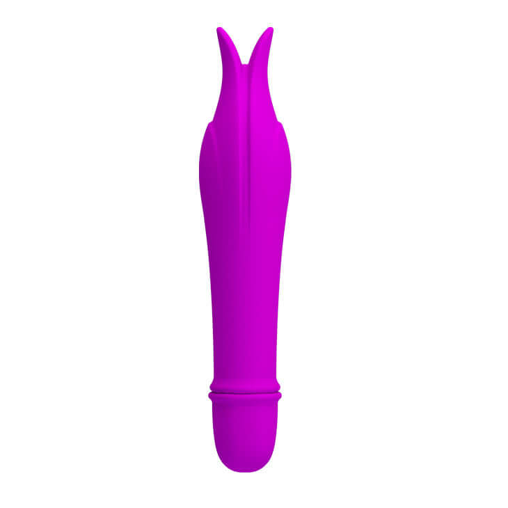 Purple floral design silicone G-spot vibrator with 10 functions for enhanced pleasure and precision targeting.