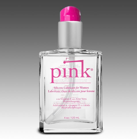 PINK SILICONE LUBE4 OZ GLASS BOTTLE-1