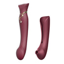 ZALO ZALO Queen Set G-spot PulseWave 17-function App-controlled Rechargeable Silicone Vibrator with Suction Sleeve Wine Red at $129.99