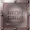 Caution Wear Iron Grip packaging featuring text "Tighter Size for Iron Men" with metallic industrial design.