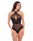 RENE ROFE Midnight Halter Teddy Black S/M from Rene Rofe Lingerie at $17.99