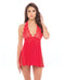 DOLLED UP HALTER 2PC CHEMISE RED S/M-0