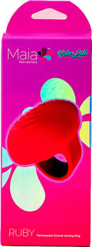 Vibe Lite Ruby Rechargeable Vibrating Finger Ring in Red Packaging from Maia Toys