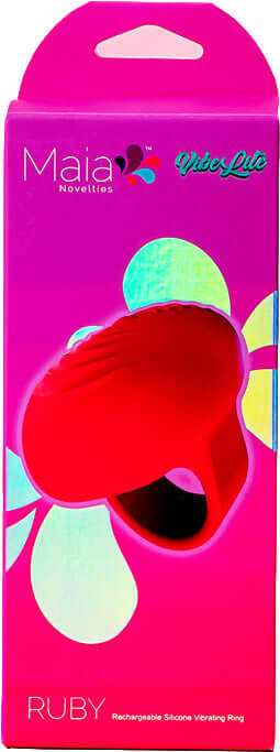 Vibe Lite Ruby Rechargeable Vibrating Finger Ring in Red Packaging from Maia Toys