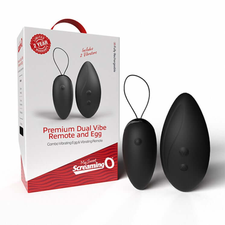 Screaming O Premium Dual Vibe Remote Control and Egg Black