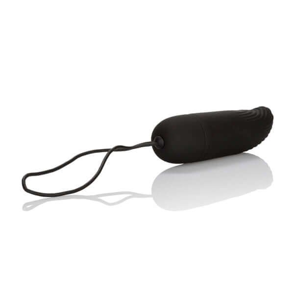 Silicone Remote Ridged G Vibrator with retrieval cord, featuring 12 functions, waterproof design, and discreet remote control.
