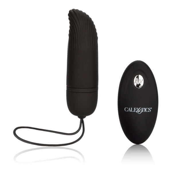 Silicone Remote Ridged G Vibrator with remote control, featuring 12 vibration functions and waterproof design.