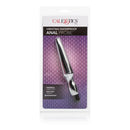 Waterproof vibrating anal probe in sleek silver packaging for enhanced pleasure and easy grip.