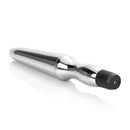 Waterproof vibrating anal probe in sleek silver design, featuring ergonomic handle and tapered tip for easy penetration.