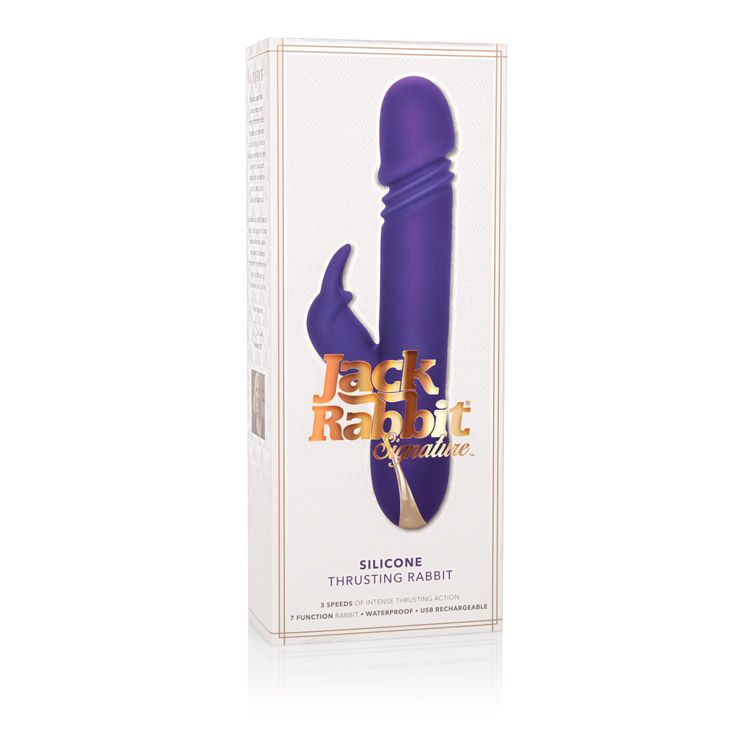 California Exotic Novelties Premium Jack Rabbit Signature Silicone Thrusting Rabbit Vibrator Purple at $99.99