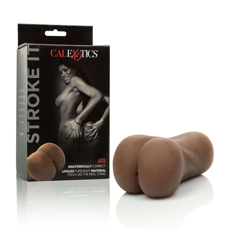 Cal Exotics Stroke It Ass Brown Masturbator with realistic texture and packaging.