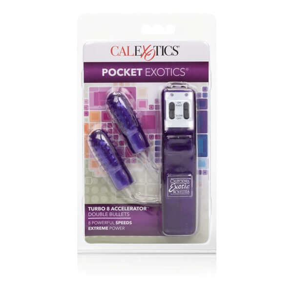 California Exotic Novelties Turbo 8 Accelerator Double Bullet Vibrator with Sleeve Lavender at $27.99