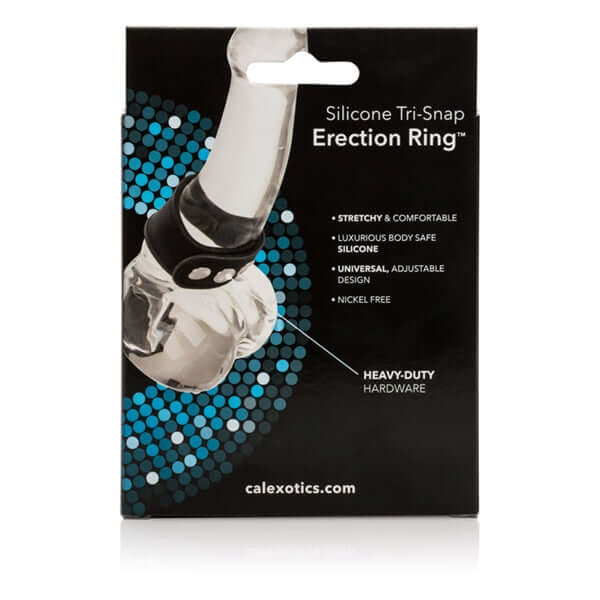 California Exotic Novelties Silicone Tri Snap Erection Ring Black at $7.99