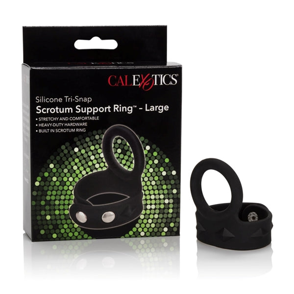 California Exotic Novelties Silicone Tri Snap Scrotum Support Ring Large Black at $7.99