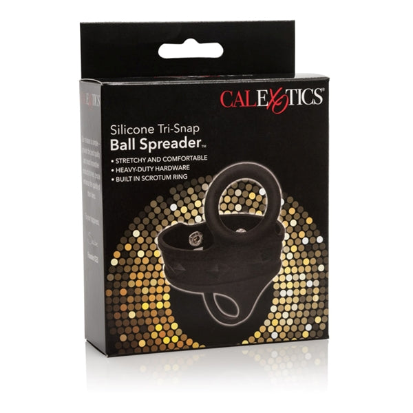 California Exotic Novelties Silicone Tri-Snap Ball Spreader Black at $8.99