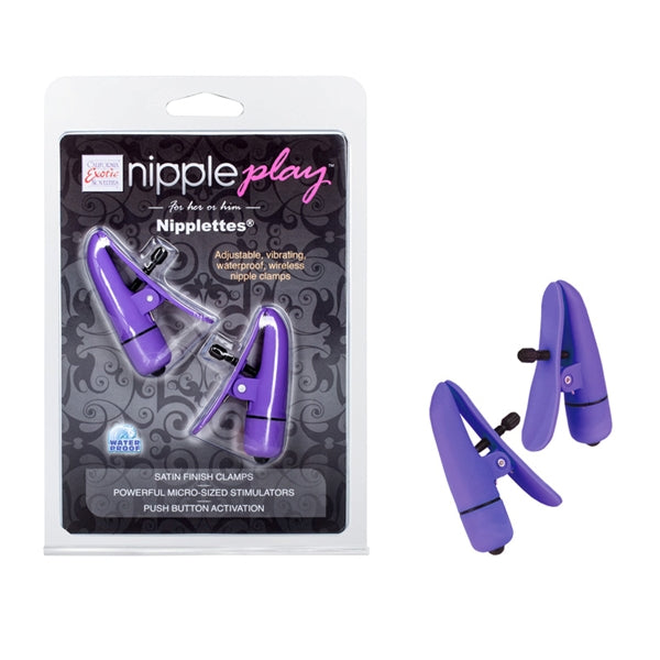 California Exotic Novelties Nipplettes Purple Push Button Nipple Clamps at $19.99