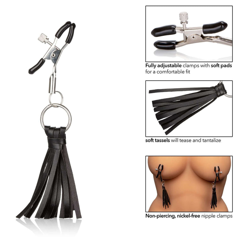California Exotic Novelties Nipple Play Playful Tassels Nipple Clamps Black at $11.99