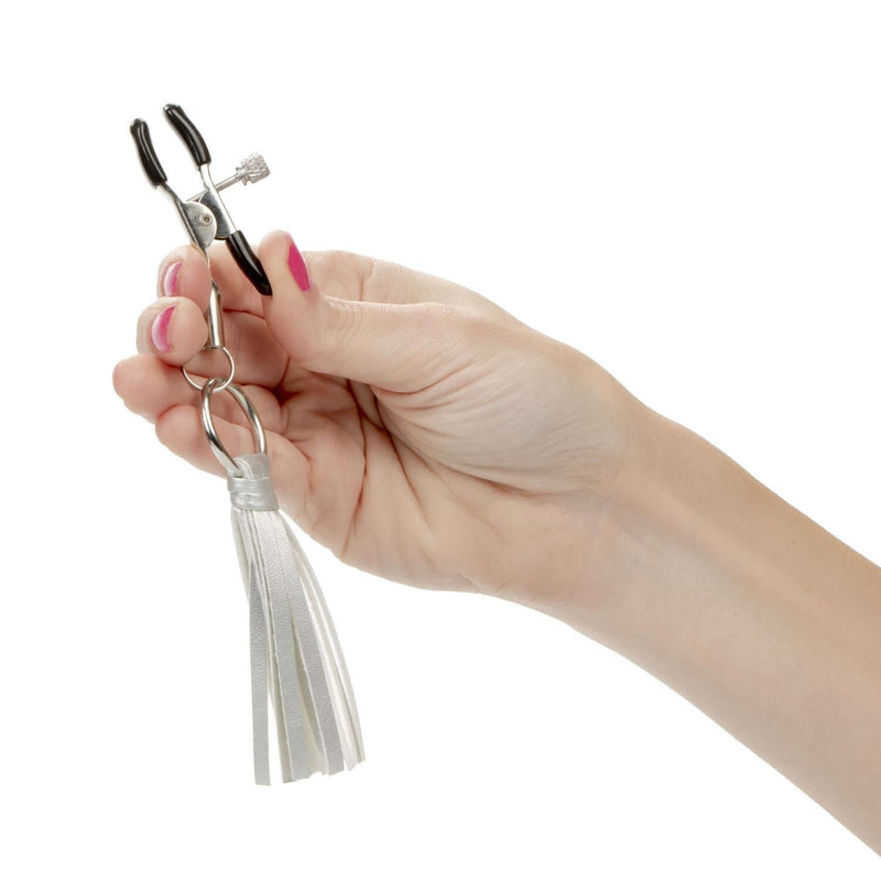 California Exotic Novelties NIPPLE PLAY PLAYFUL TASSELS NIPPLE CLAMPS SILVER at $10.99