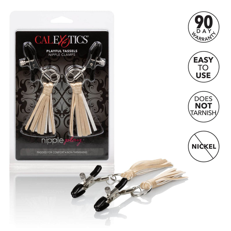 California Exotic Novelties NIPPLE PLAY PLAYFUL TASSELS NIPPLE CLAMPS GOLD at $10.99