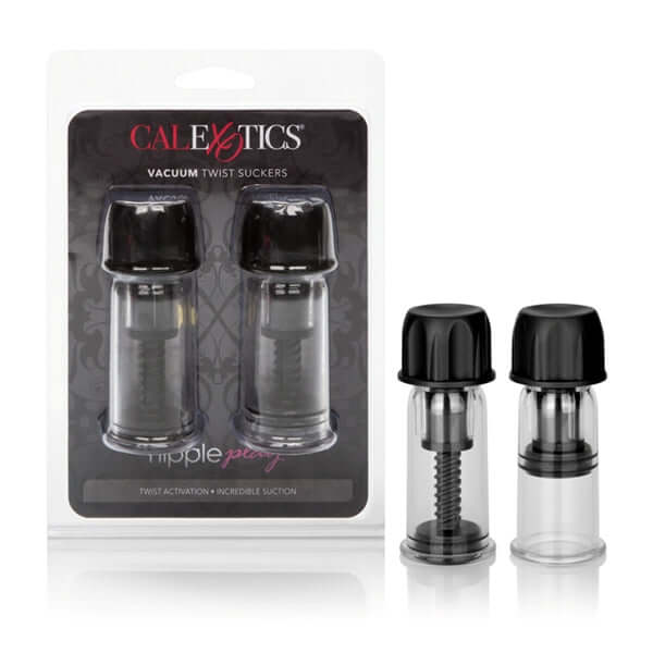Nipple Play Vacuum Twist Suckers in sleek black packaging, designed for adjustable nipple sensitivity and pleasure.