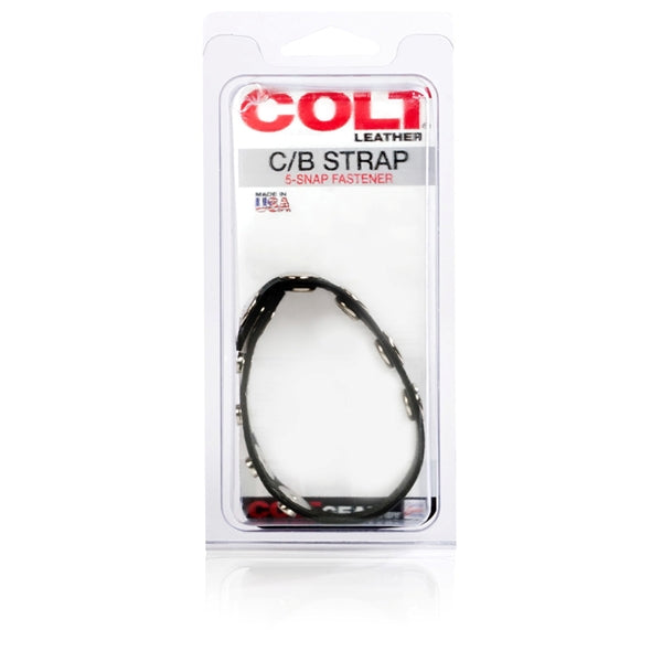 California Exotic Novelties Colt Black Leather Cock and Ball Adjustable 5 Snap Cock Strap at $10.99