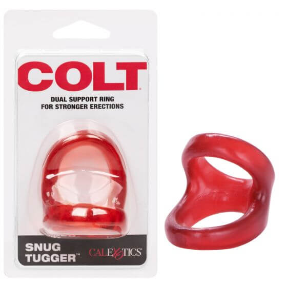 Colt XL Snug Tugger Dual Support Ring packaging with product showcasing its design for enhanced erections.