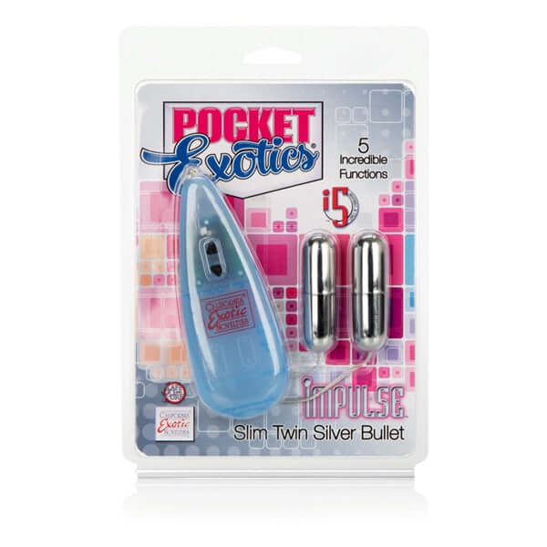 California Exotic Novelties POCKET EXOTIC IMPULSE POCKET PACK SLIM TWIN BULLETS at $16.99