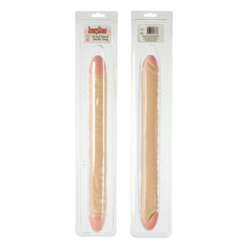 Ivory Duo 18" Double Dong Veined - Double the Pleasure, Double the Fun!