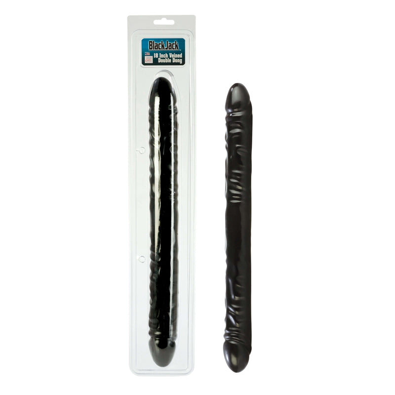 Black Jack 18-Inch Double Dong Veined - Realistic Double-Ended Pleasure