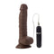 Black vibrating realistic dong with suction cup and remote, featuring 10 functions for versatile pleasure.