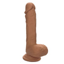 Dual Density Silicone Stud Dildo 5 inches Brown with suction cup base and realistic design from California Exotic Novelties