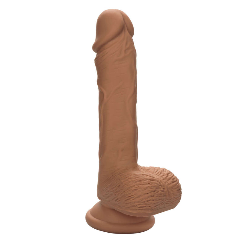 Dual Density Silicone Stud Dildo 5 inches Brown with suction cup base and realistic design from California Exotic Novelties