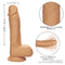 Dual Density Silicone Stud 6.25" Light Skin Tone Dildo with Suction Cup Base Showing Realistic Flexible Design and Dimensions