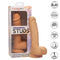 Dual Density Silicone Stud 6.25 inches Ivory Light Skin Tone Dildo in box with features listed: 6.25" shaft, dual density silicone, fits most harnesses, suction cup base, waterproof, 1-year warranty.