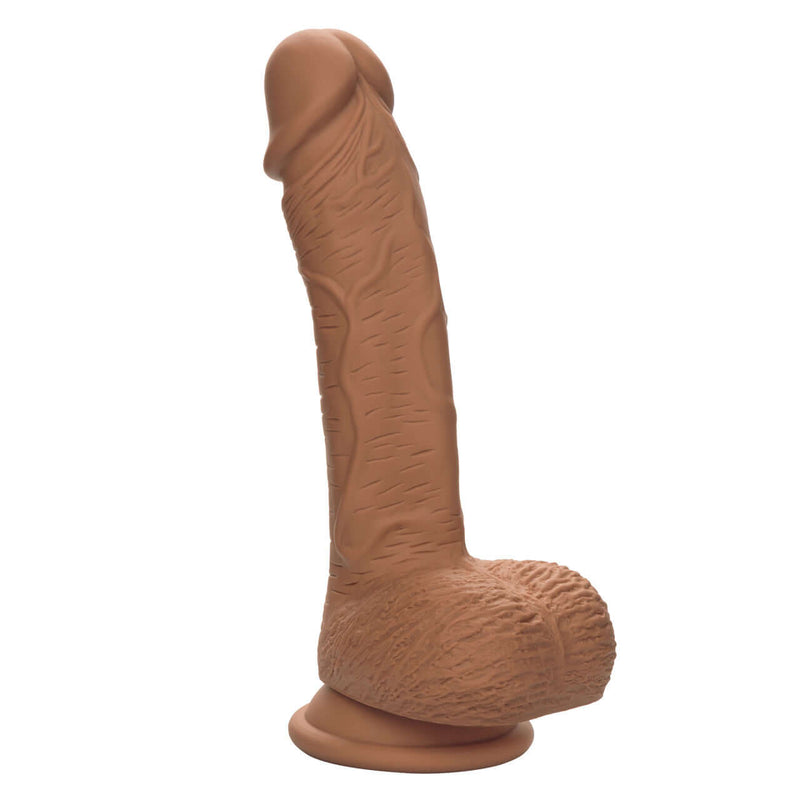 Dual Density Silicone Stud 6.25 inches Brown Dildo with Suction Cup Base and Realistic Design