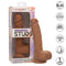 Dual Density Silicone Stud 6.25 Inches Brown Dildo with Real Feel Shaft and Suction Cup Base in Packaging from California Exotic Novelties