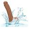 Dual Density Silicone Stud 6.25 inches Brown Dildo with suction cup base splashing in water