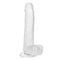 California Exotic Novelties Size Queen 8-Inch Realistic Clear Dildo with detailed veins and lifelike design.