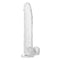 Clear 10-inch realistic dildo from California Exotic Novelties showcasing lifelike design with veiny texture for ultimate pleasure.