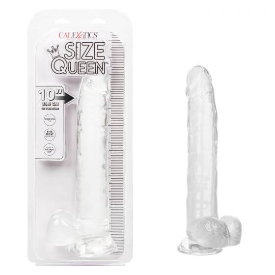 Clear Realistic 10" Size Queen Dildo by California Exotic Novelties in Packaging and Unboxed