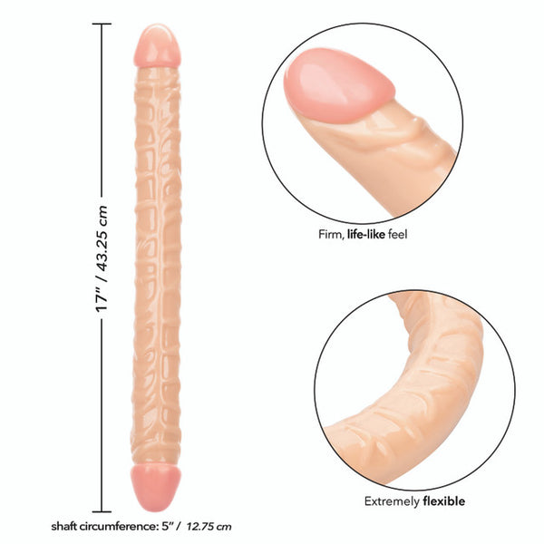 Size Queen 17 inches Ivory Light Skin Tone Extra Long Dildo