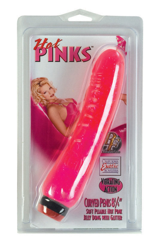 California Exotic Novelties Hot Pink Curved Penis 8.25 inches Vibrator at $34.99
