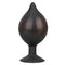 Large black silicone inflatable plug with a teardrop shape and wide base for secure fit.