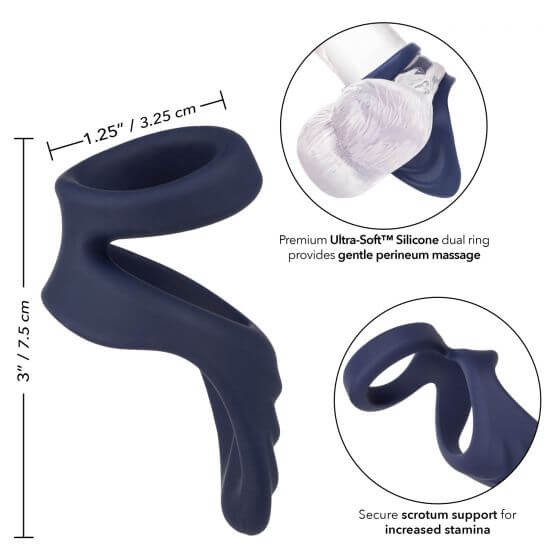 California Exotic Novelties Viceroy Perineum Dual Ring Blue at $16.99
