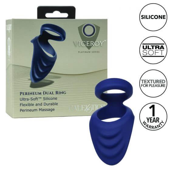 California Exotic Novelties Viceroy Perineum Dual Ring Blue at $16.99