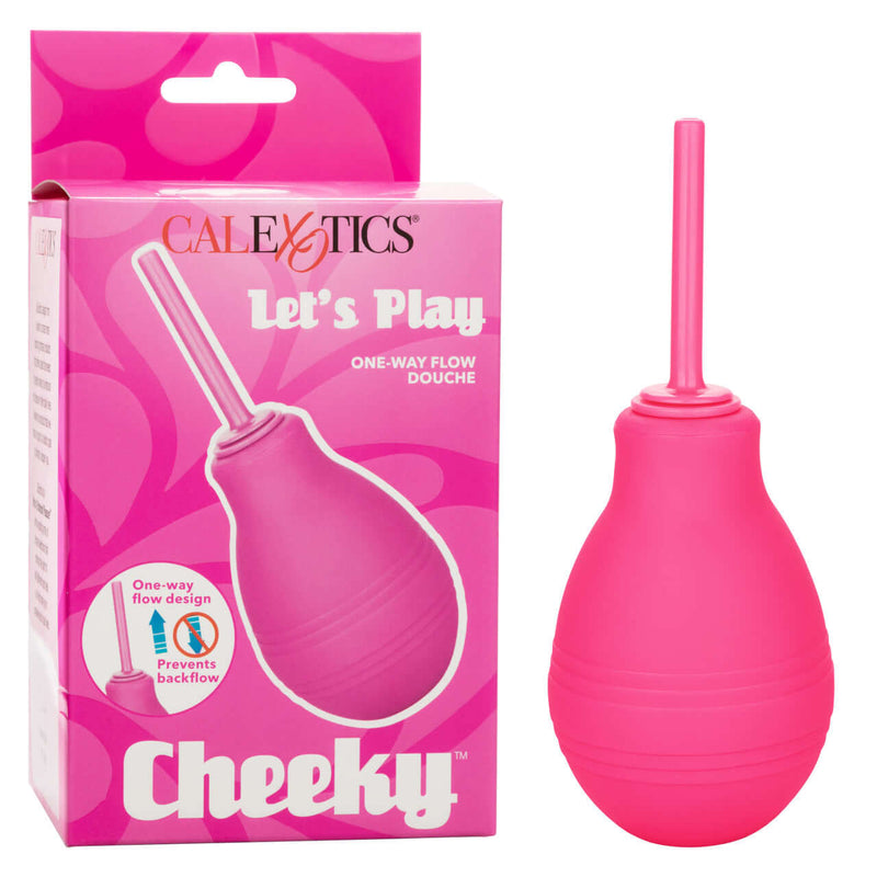 Cheeky One Way Flow Douche in Pink with packaging, designed for optimal anal hygiene and comfort.