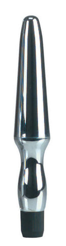Waterproof vibrating anal probe in sleek silver, featuring a tapered design for comfortable use and multiple speed settings.