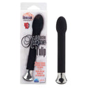 10-Function Risque Tulip Vibrator in black with sleek design and packaging, highlighting intense vibration features.