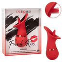French Kiss Seducer Massager in red, USB rechargeable, waterproof, with packaging by California Exotic Novelties.